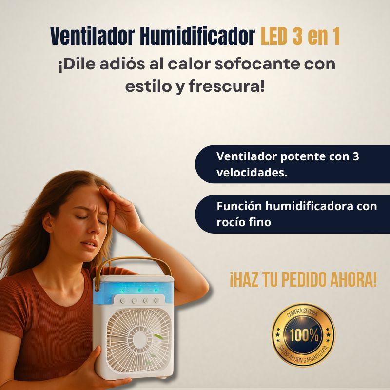Ventilador Humificador LED 3 en 1