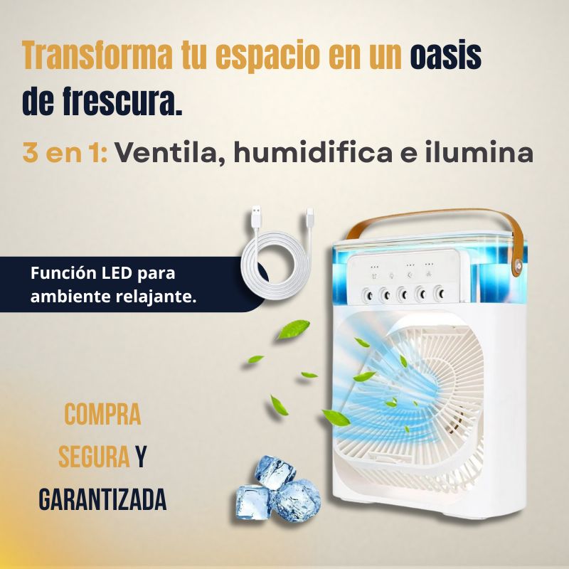 Ventilador Humificador LED 3 en 1